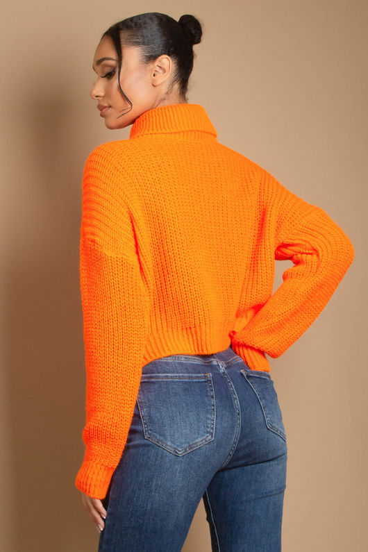 Coral Roll Neck Knitted Jumper