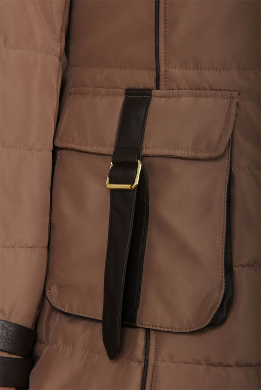 Beige Matte Finish Puffer Coat 