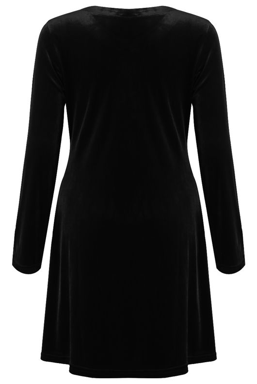 Black Velvet Embroidered Swing Dress