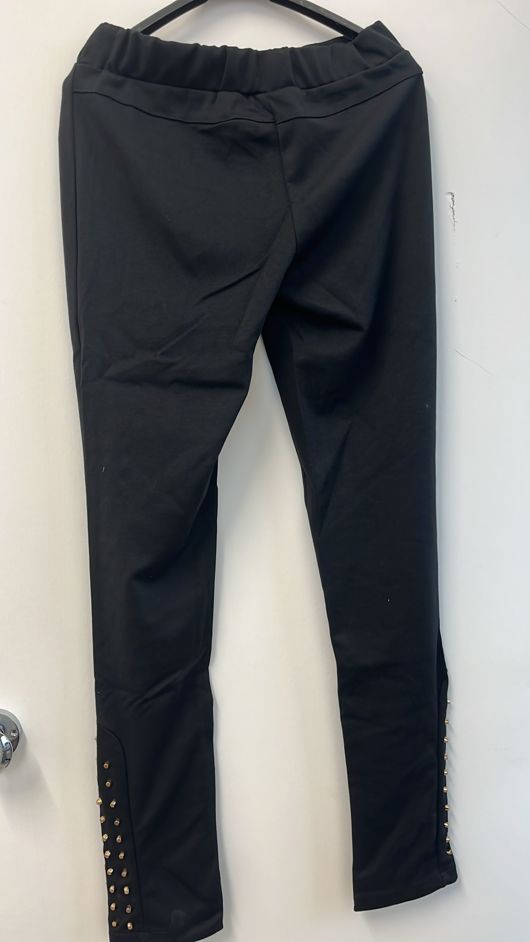 Black Stretch Golden Studs Button Legging 