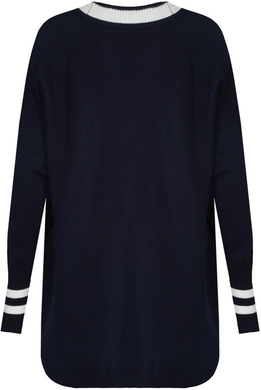 Navy Knitted Contrast Oversize Cardigans