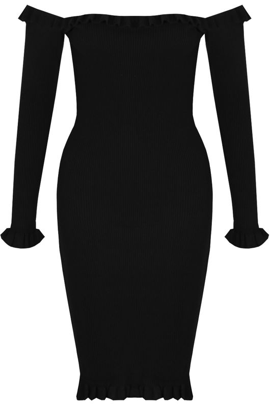 Ribbed Pleated Bardot Midi Dress - Mixed Colour Pack