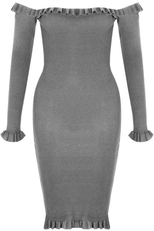 Ribbed Pleated Bardot Midi Dress - Mixed Colour Pack