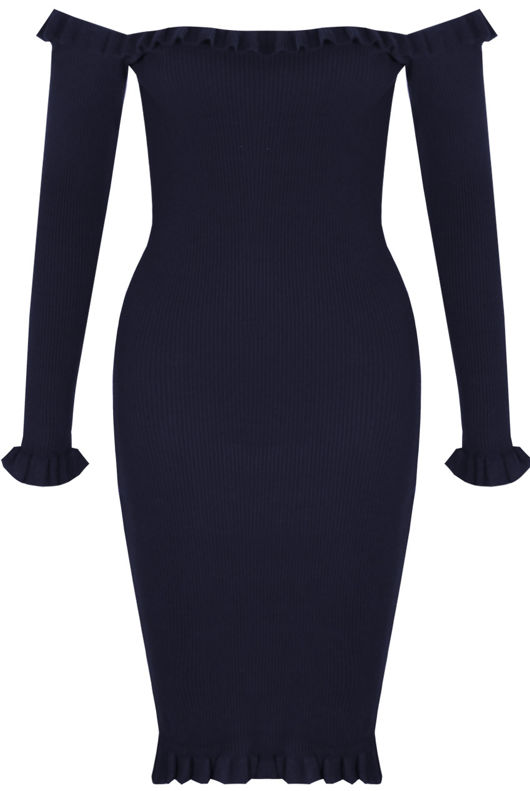 Ribbed Pleated Bardot Midi Dress - Mixed Colour Pack