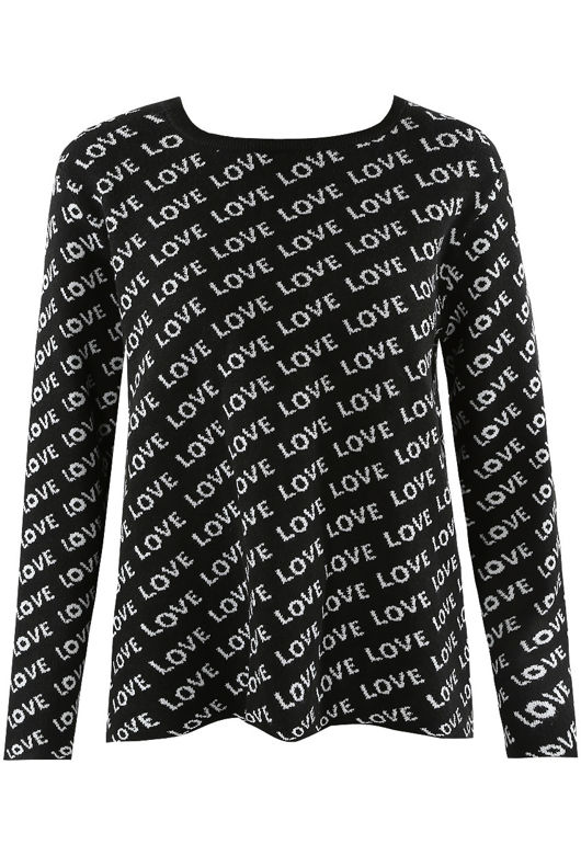 Black LOVE Slogan Full Sleeves Tee