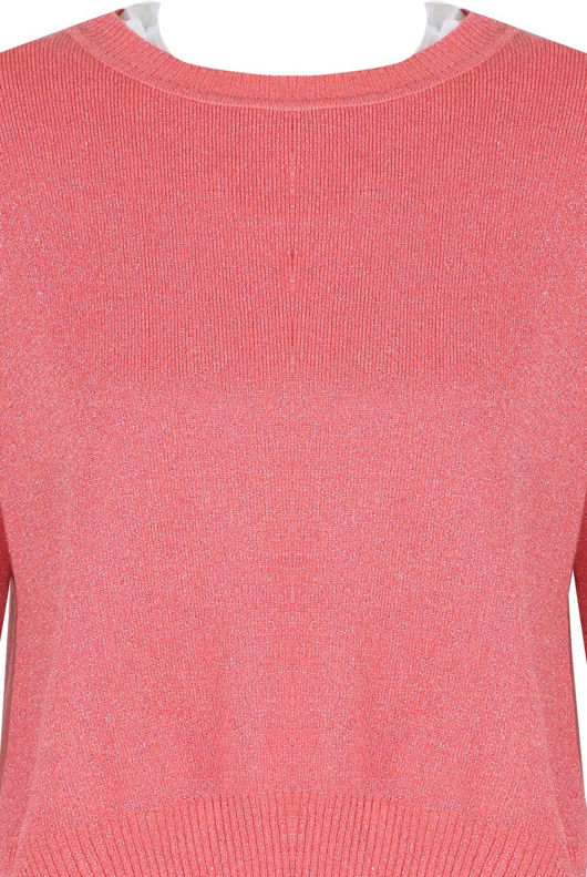 Pink Back Slit Lined Peplum Hem Jumper 