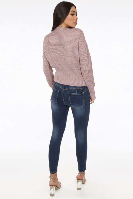Rose Front Bow Knot Knitted Jumper