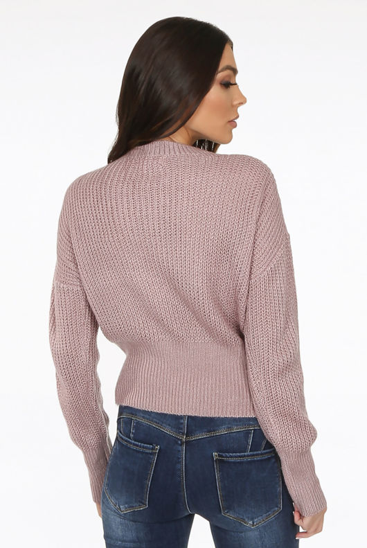 Rose Front Bow Knot Knitted Jumper