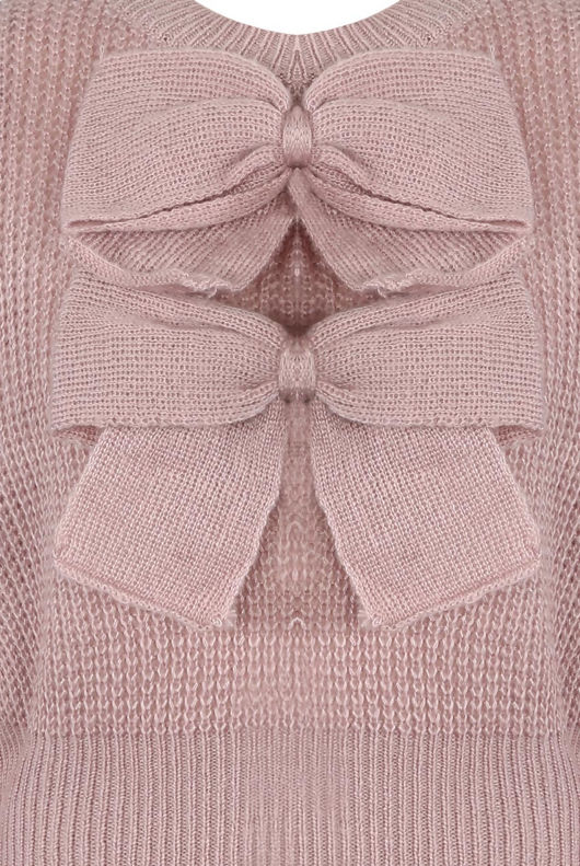 Rose Front Bow Knot Knitted Jumper