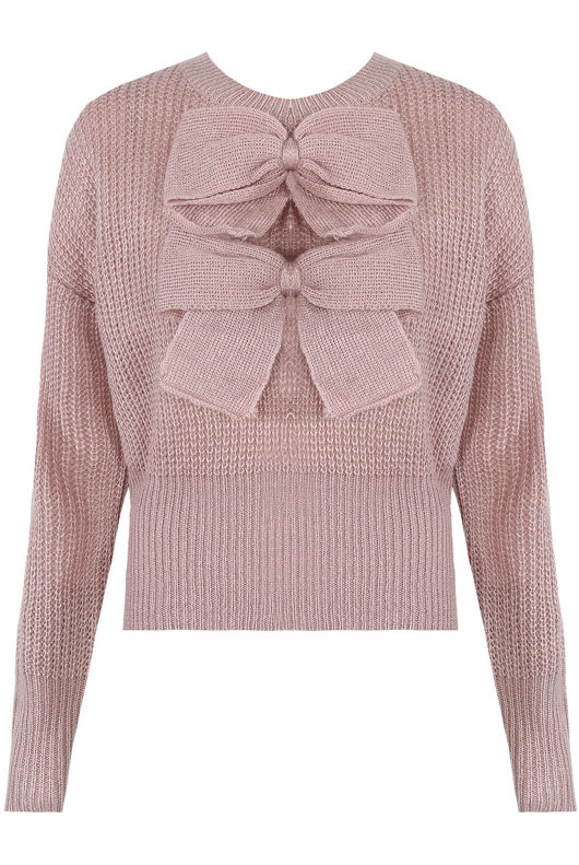 Rose Front Bow Knot Knitted Jumper