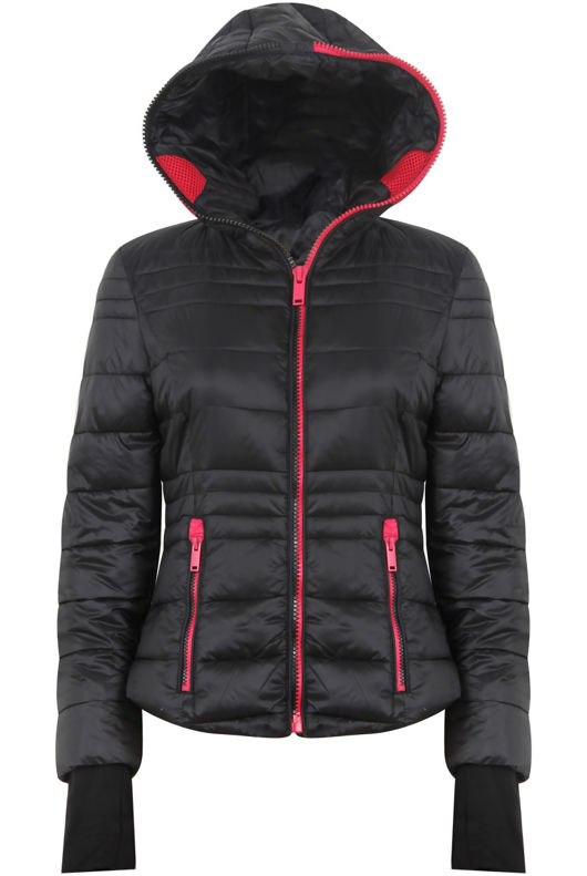 Black Full Zipped Hooded Puffer Jacket