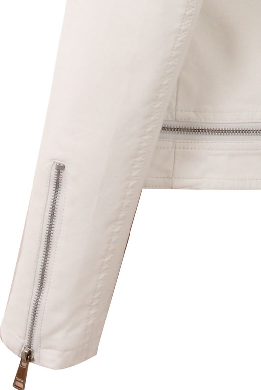 White PU Zip Detail Jacket