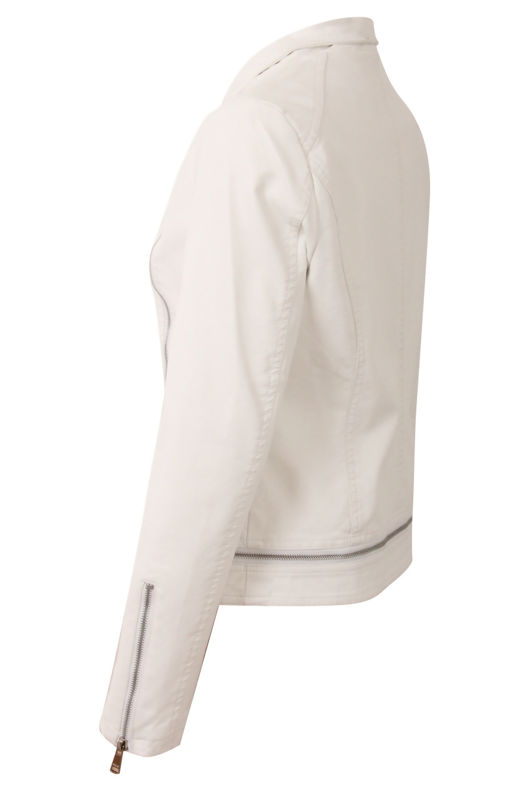 White PU Zip Detail Jacket