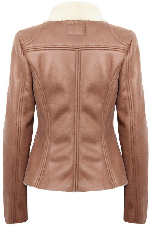 Camel Fur Lined Jacket with Zipped Pockets