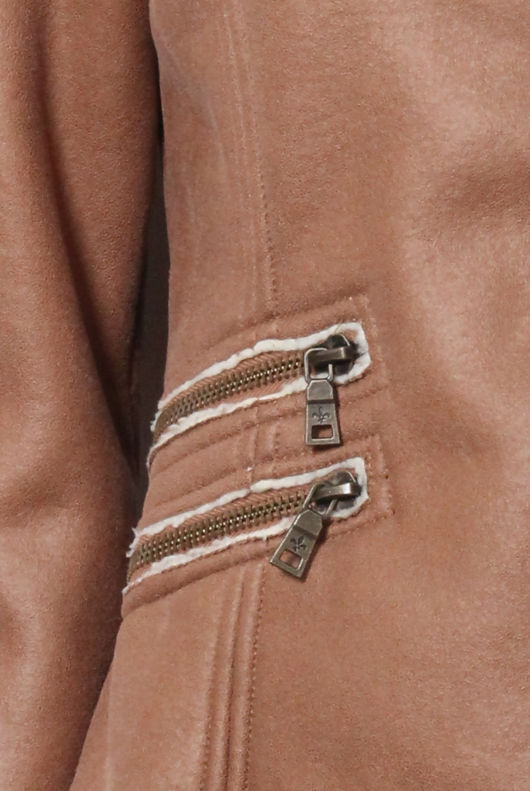 Camel Fur Lined Jacket with Zipped Pockets