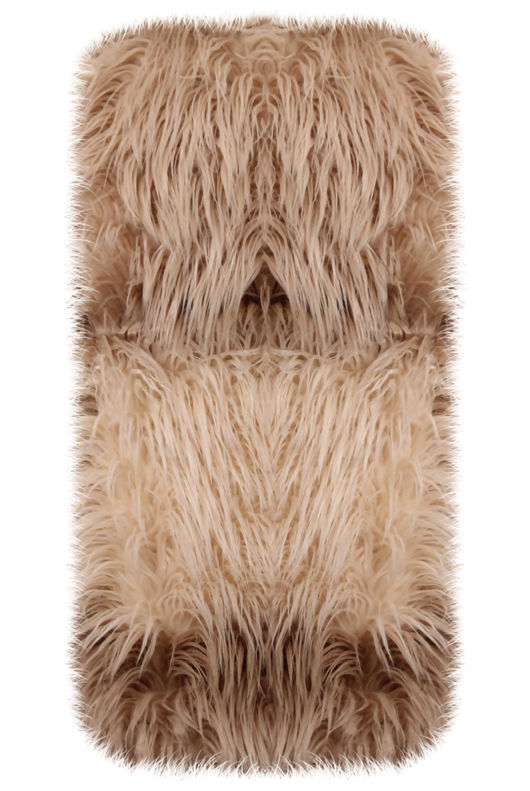 Camel with Beige Line Fur Gilet