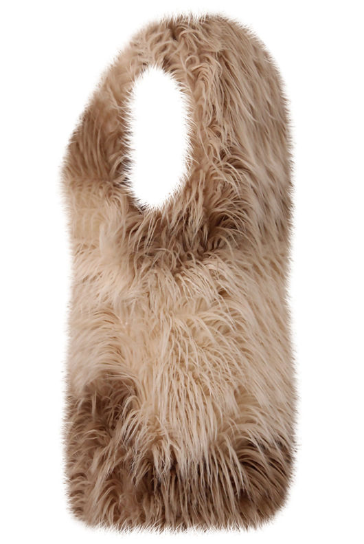 Camel with Beige Line Fur Gilet