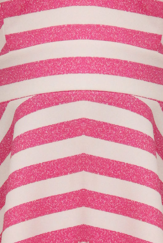 Pink & Cream Horizontal Stripe Print Flared Strappy Dress