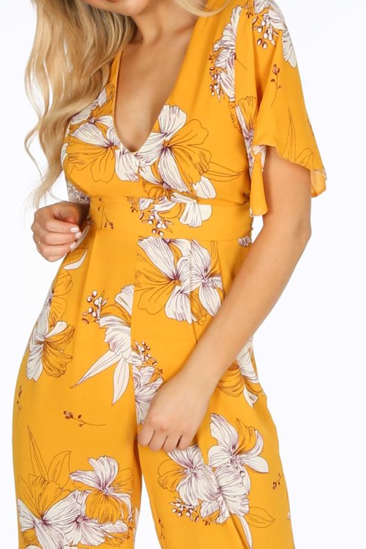 yellow flower jumpsuit