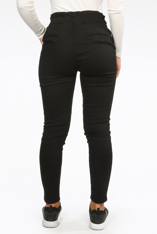 Black Ruffle Elasticated Waist Denim Jeans