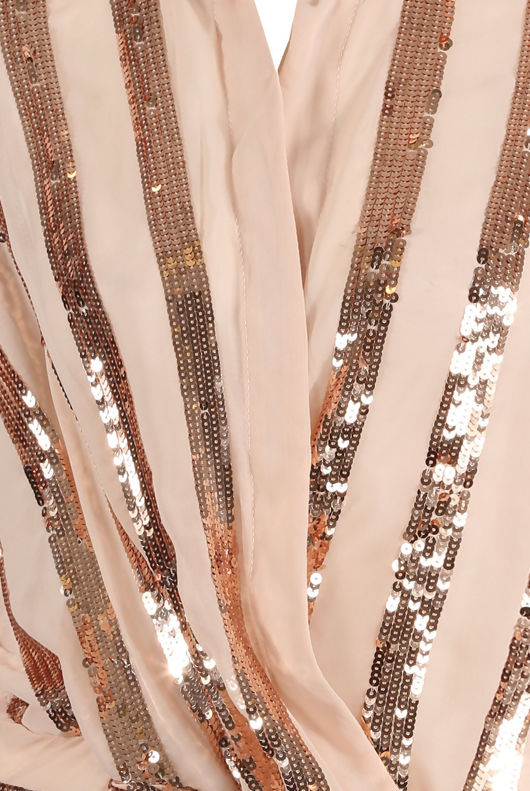 Pink Sequin Stripes Wrap Mini Dress