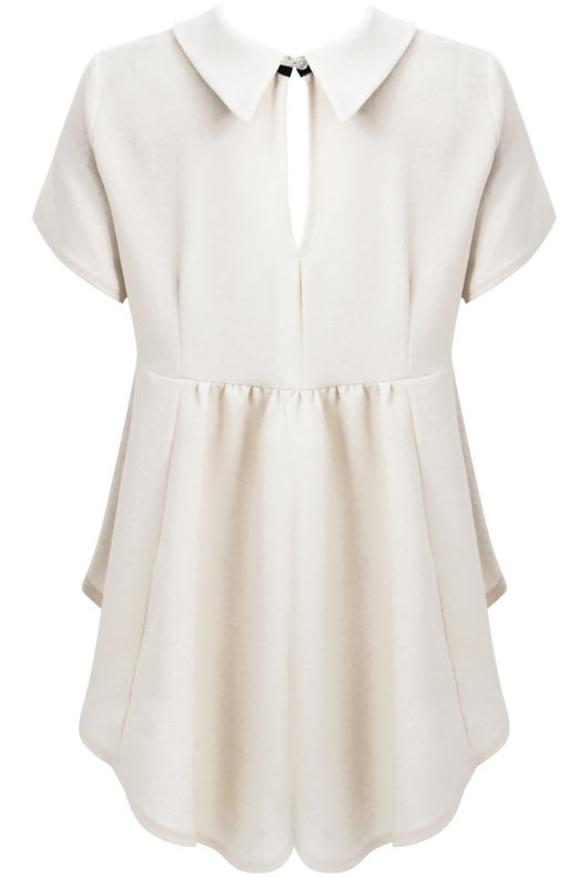 Cream Peplum High Low Top