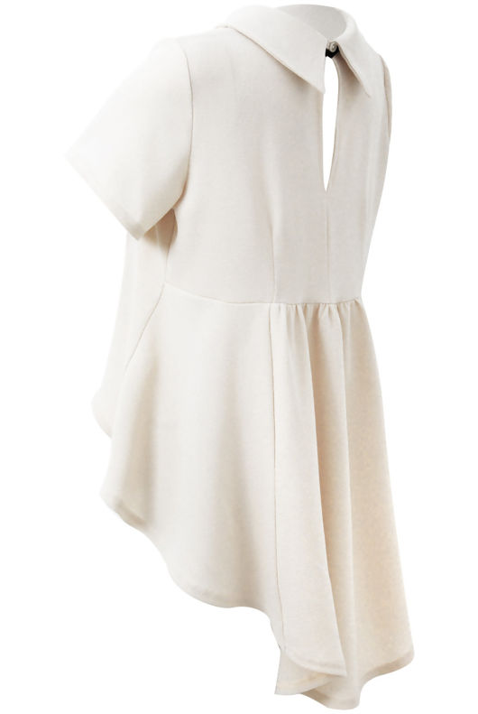 Cream Peplum High Low Top