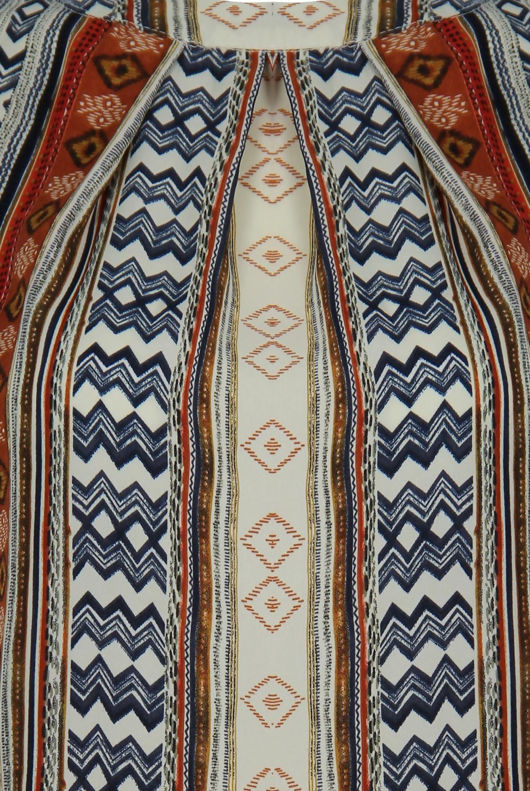 Cream Aztec Print Back Lace Textured Tops 