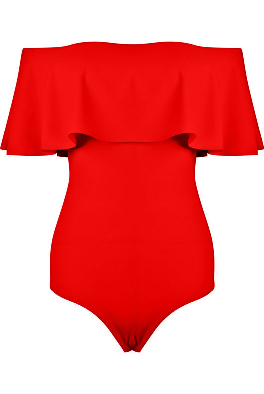 Coral Bardot Frill Bodysuit