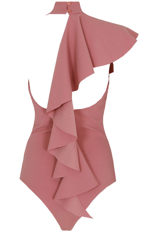 Pink Front & Back Frilled Bodysuit