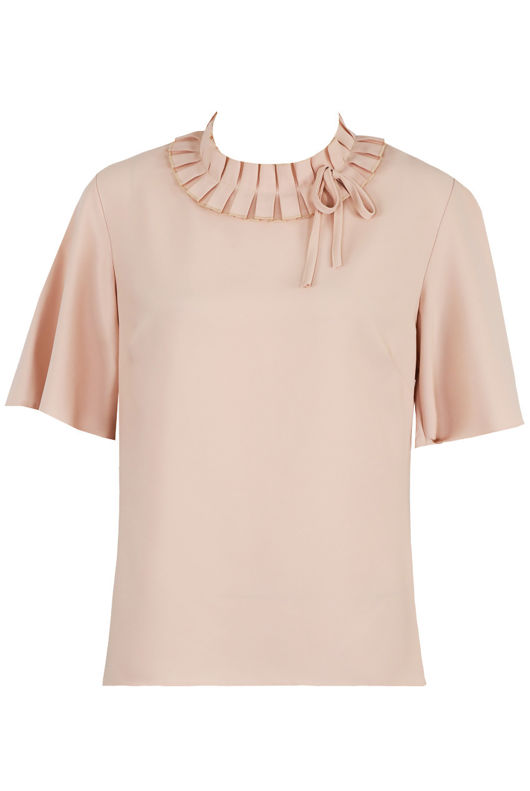 Rose Pleated Collar Tops