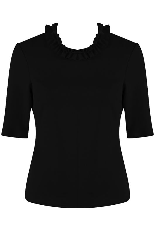 Ruffle Collar Top in Rose Black