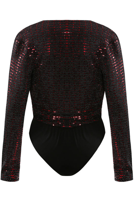 Burgundy Long Sleeve Rose Gold Embellished Bodysuit