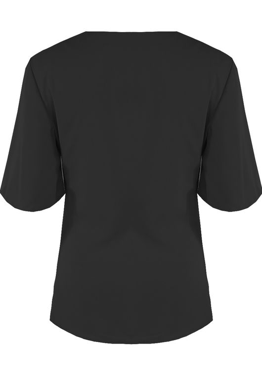 Black Wrap Over Side Tie Blouse