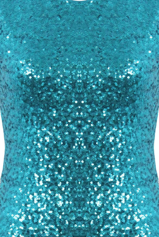 Turquoise Celebrity Style Turquoise Sequin Front Open Back Dress
