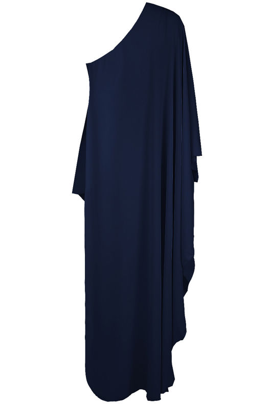 Navy One Shoulder Asymmetric Dress 