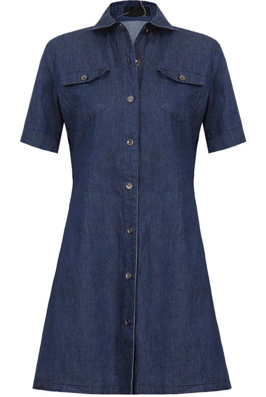 Denim Front Button Up Shift Dress
