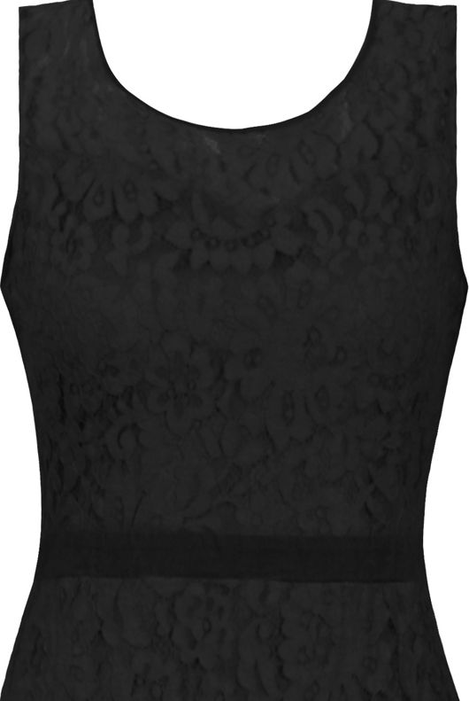 Black Lace Embroidered Cross Over High Low Dress