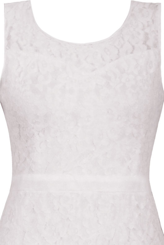 White Lace Embroidered Cross Over High Low Dress