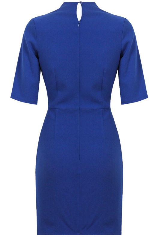 Royal Plunge Neck Crepe Shift Dress