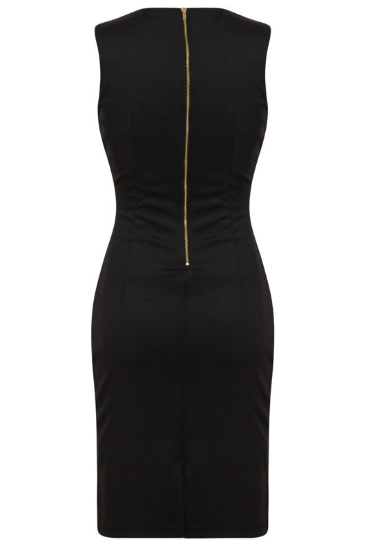 Black Floral Ruched Waist Fitted Dress