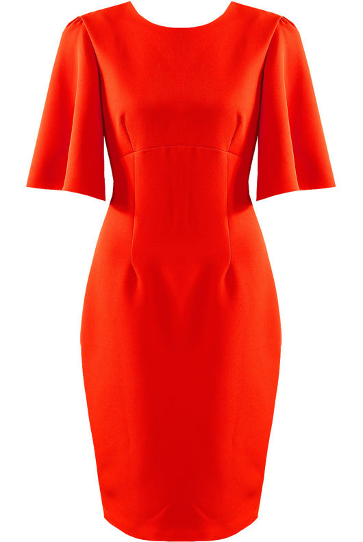  Orange Wide Sleeves Cut Out Midi Dress