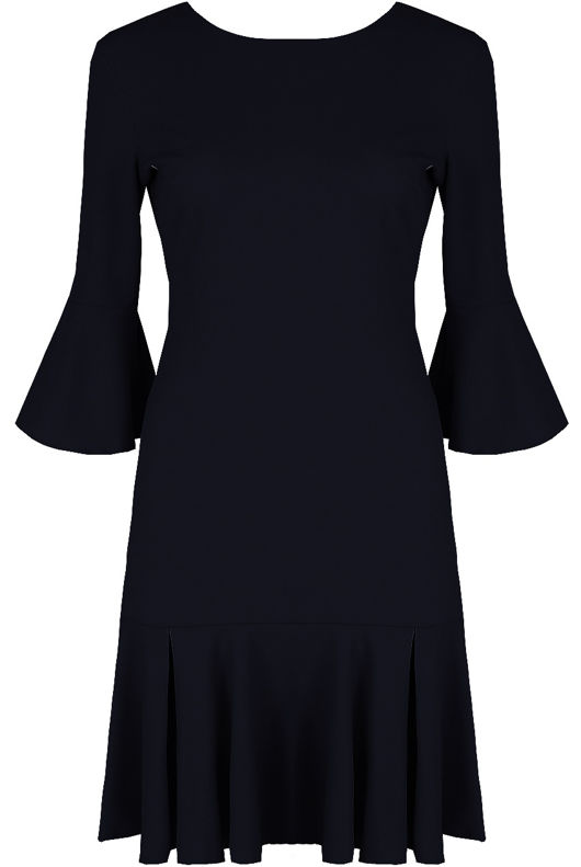 Navy Back Tie Up Pleated Shift Dress 