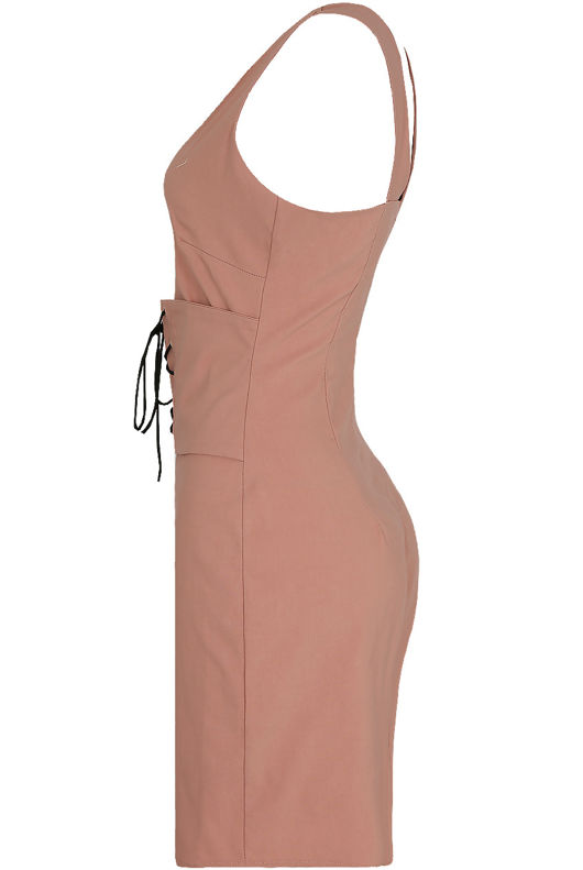 Rose Front Lace Tie Up Bodycon Dress