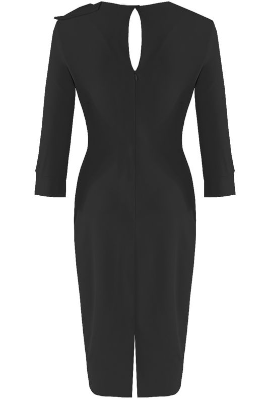 Black Bow Trim Bodycon Dress