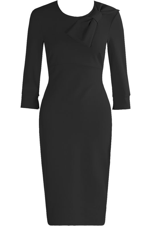 Black Bow Trim Bodycon Dress