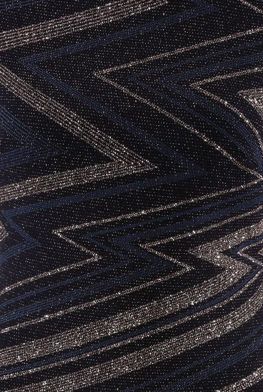 Lurex Zig Zag Cowl Back Dress in Black