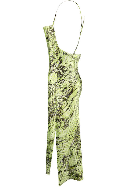 Green Reptile Print Cami Maxi Dress