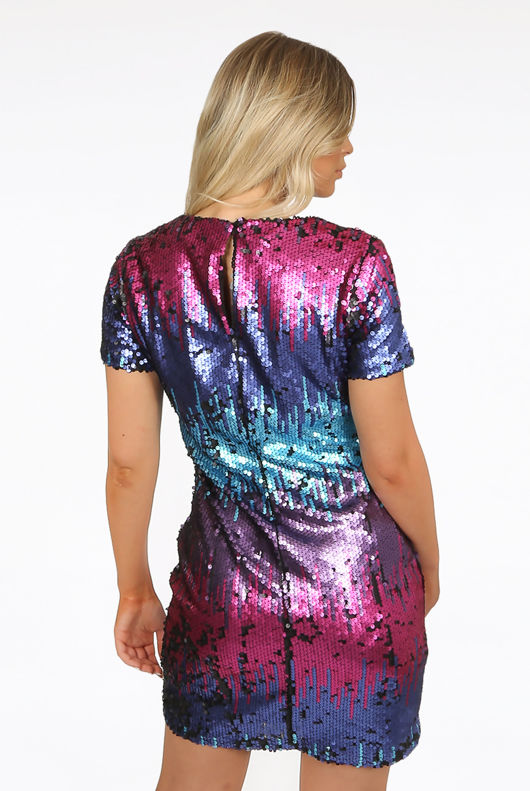 Fuchsia Ombre Sequin Mini Dress