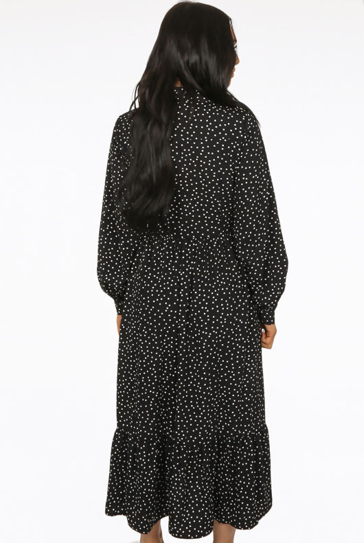 Black Polka Dot Button Front Dress